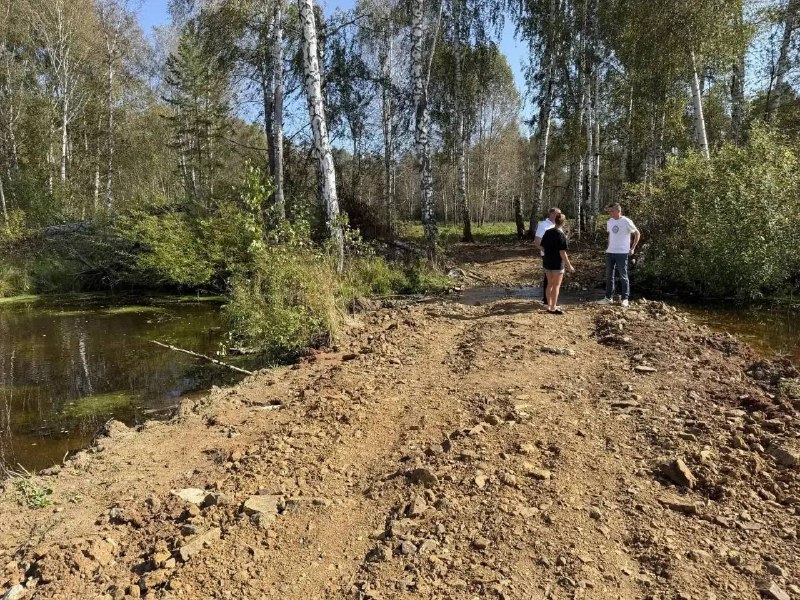 Перекрытие русла реки Черемшанка в Шишкино