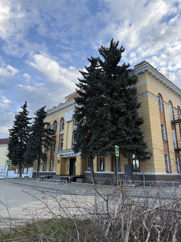 У детской школы искусств срубят старые ели и посадят новые