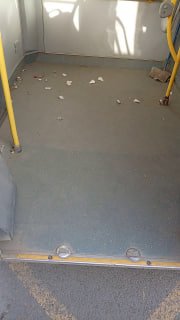 Читательница пожаловалась на мусор в автобусе маршрута № 2
